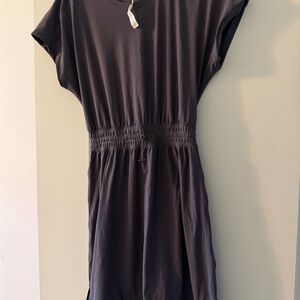 lululemon athletica Charcoal Short-Sleeve Smocked-Waist Midi Dress